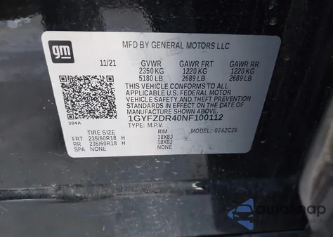 2022 Cadillac Xt4 Awd Premium Luxury из США, поврежденный, VIN 1GYFZDR40NF100112